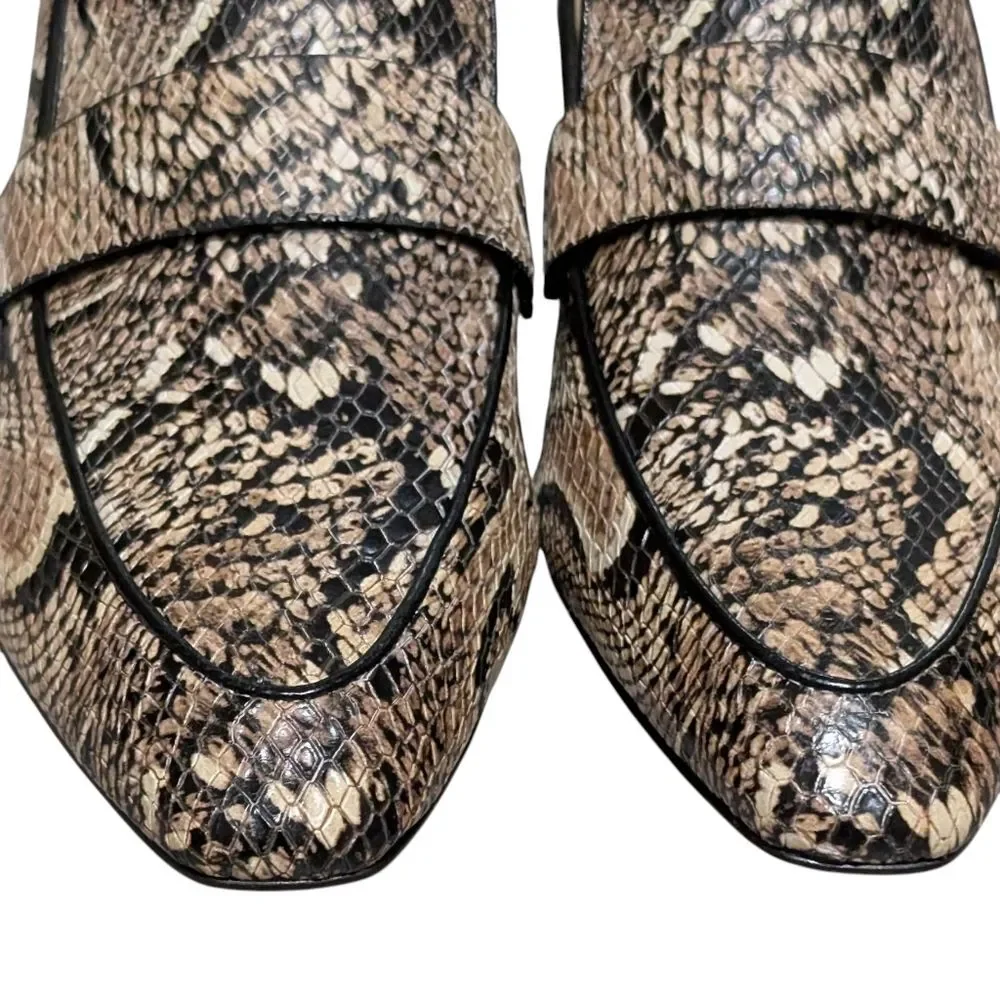 Vince Camuto Adealia leather snakeskin loafer block heel size 9.5 M stylish - Picture 5 of 9
